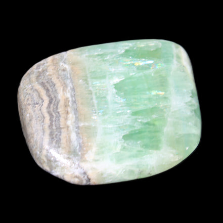 Pistachio Calcite tumbled stone 38*32*14mm 34g in sunlight - Rocks and Things Store