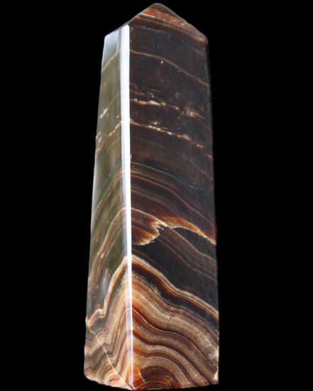 Chocolate Calcite obelisk 128*35*32mm 301g in sunlight - Rocks and Things Store