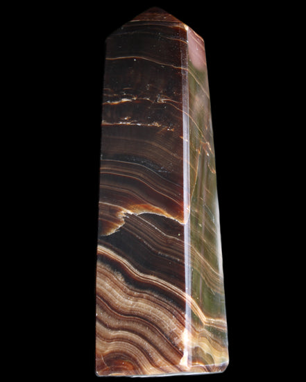 Chocolate Calcite obelisk 128*35*32mm 301g in sunlight - Rocks and Things Store