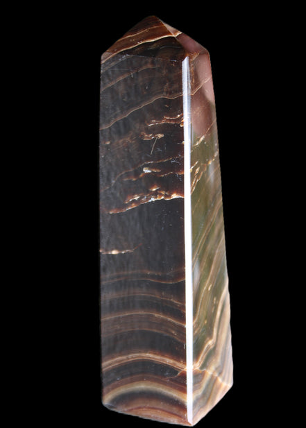 Chocolate Calcite obelisk 128*35*32mm 301g in sunlight - Rocks and Things Store