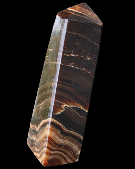 Chocolate Calcite obelisk 128*35*32mm 301g in sunlight - Rocks and Things Store
