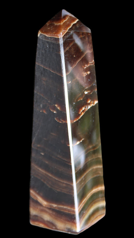 Chocolate Calcite obelisk 128*35*32mm 301g in sunlight - Rocks and Things Store