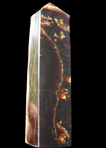 Chocolate Calcite obelisk 132*30*28mm 282g in sunlight - Rocks and Things Store
