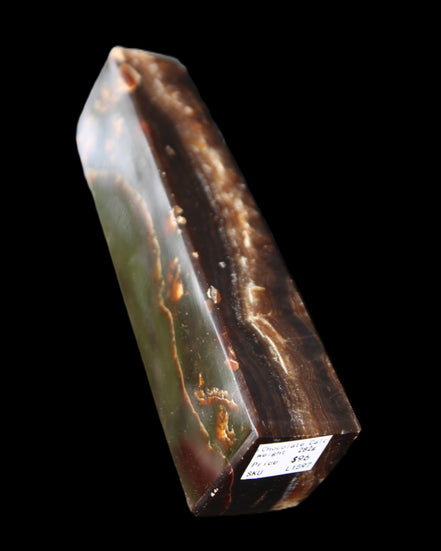 Chocolate Calcite obelisk 132*30*28mm 282g in sunlight - Rocks and Things Store