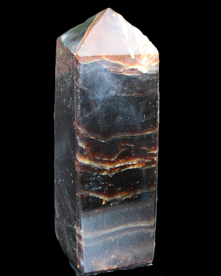Chocolate Calcite obelisk 105*35*32mm 295g in sunlight - Rocks and Things Store