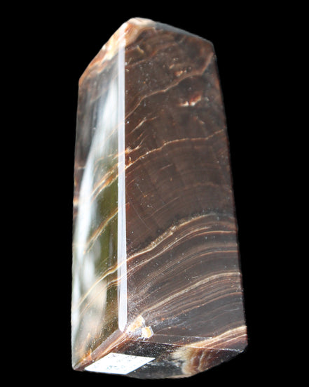 Chocolate Calcite obelisk 105*35*32mm 295g in sunlight - Rocks and Things Store