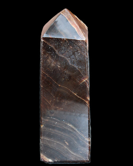 Chocolate Calcite obelisk 105*35*32mm 295g in sunlight - Rocks and Things Store