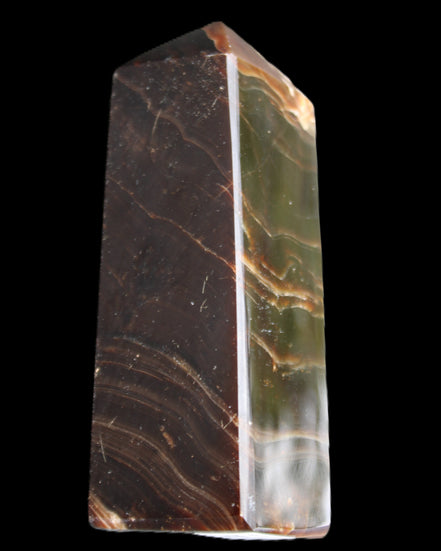 Chocolate Calcite obelisk 105*35*32mm 295g in sunlight - Rocks and Things Store