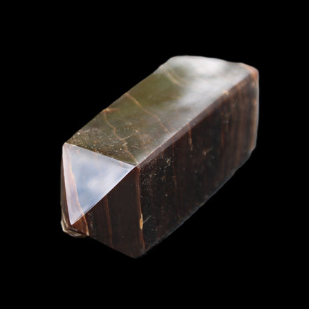 Chocolate Calcite obelisk 105*35*32mm 295g in sunlight - Rocks and Things Store