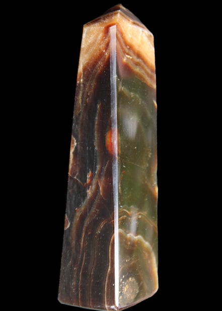 Chocolate Calcite obelisk 112*33*26mm 203g in sunlight - Rocks and Things Store