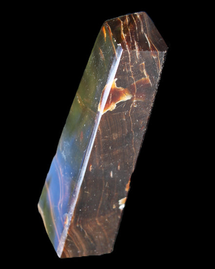 Chocolate Calcite obelisk 110*32*27mm 187g in sunlight - Rocks and Things Store