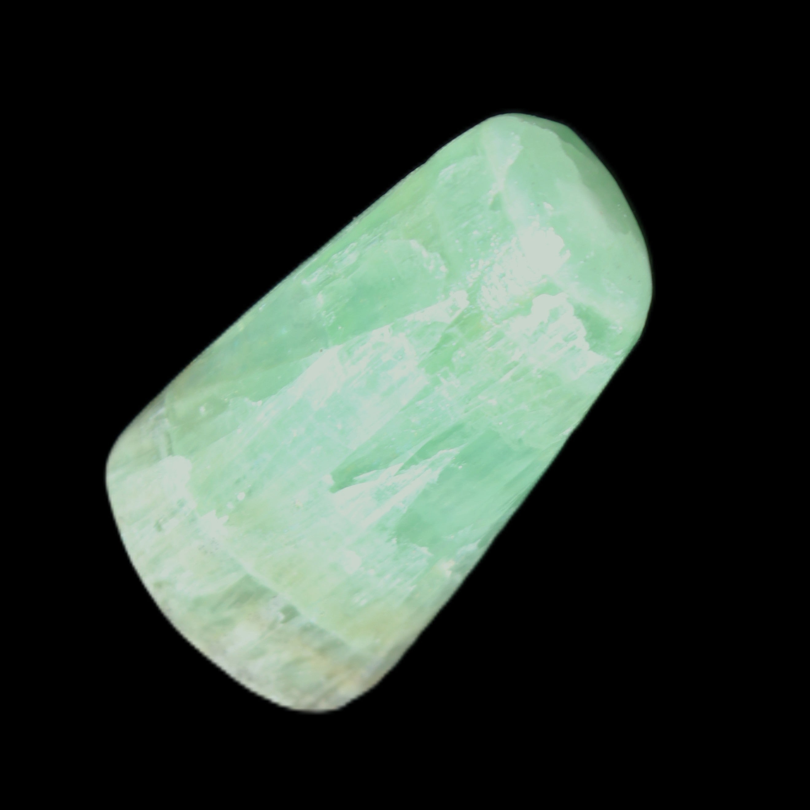 Green Aragonite tumbled stone 31*30*15mm 20g in sunlight - Rocks and Things Store