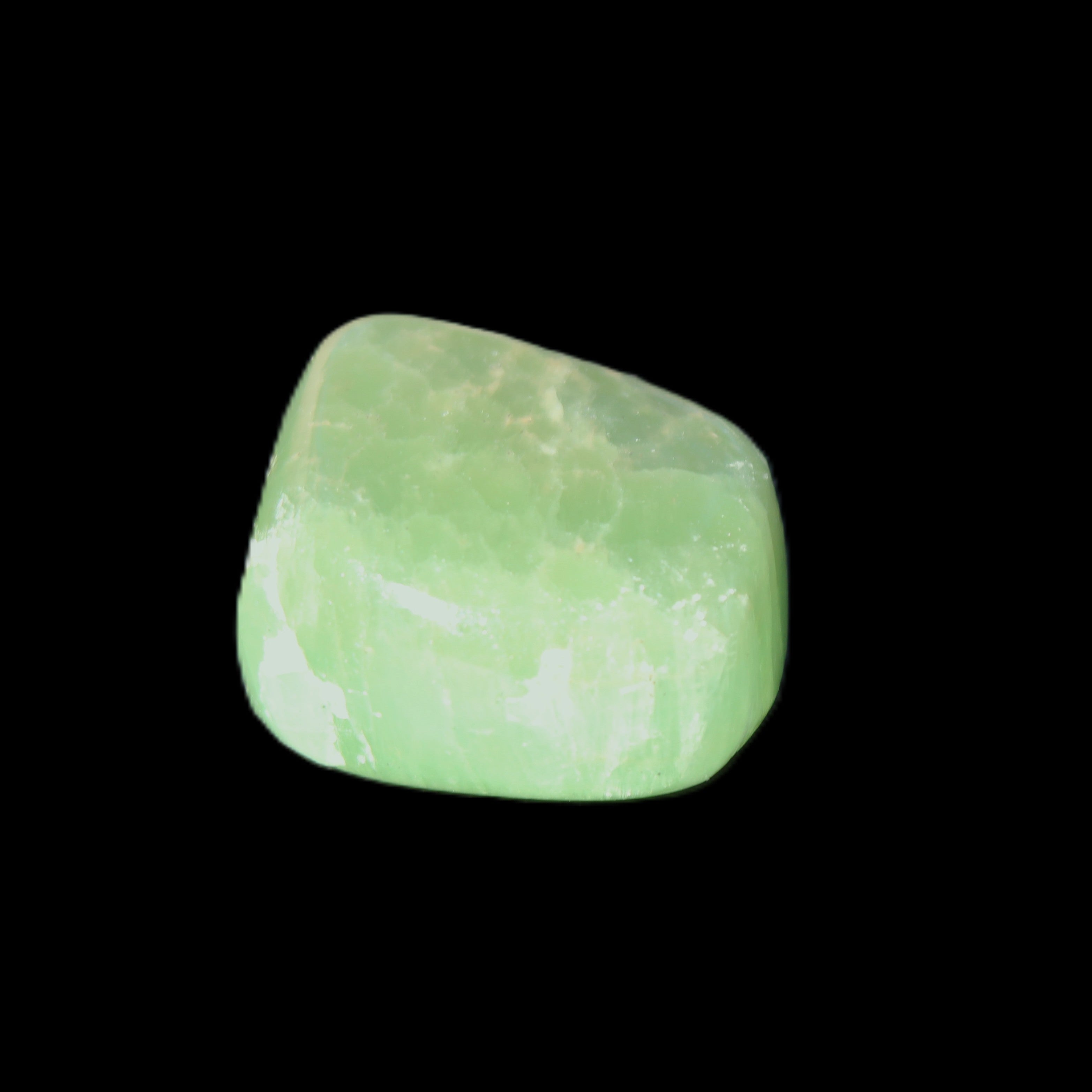 Green Aragonite tumbled stone 23*21*15mm 18g in sunlight - Rocks and Things Store