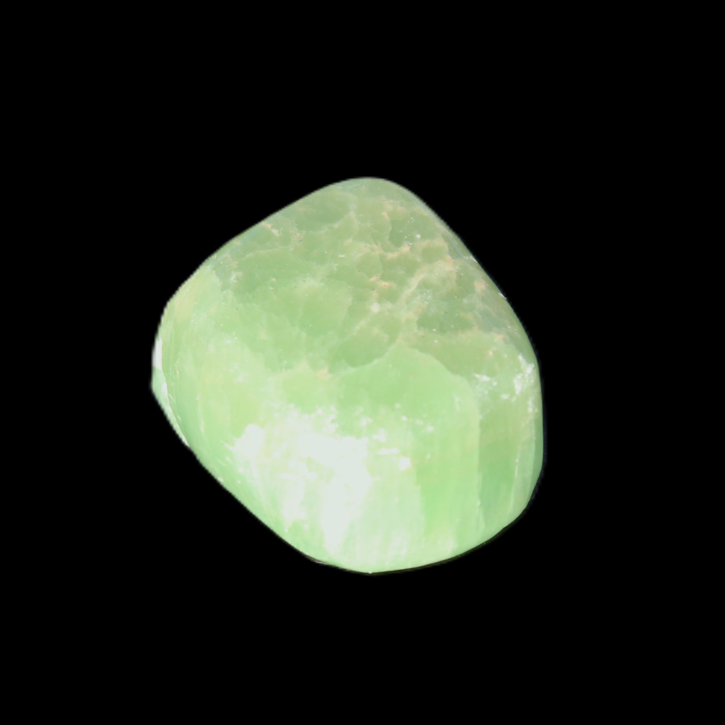 Green Aragonite tumbled stone 23*21*15mm 18g in sunlight - Rocks and Things Store