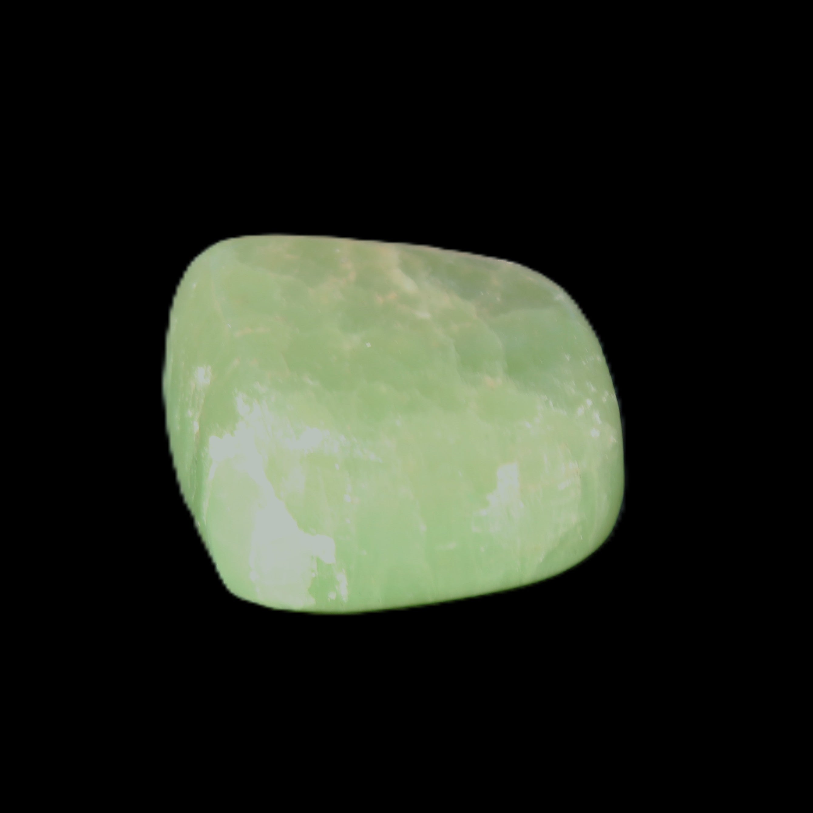 Green Aragonite tumbled stone 23*21*15mm 18g in sunlight - Rocks and Things Store