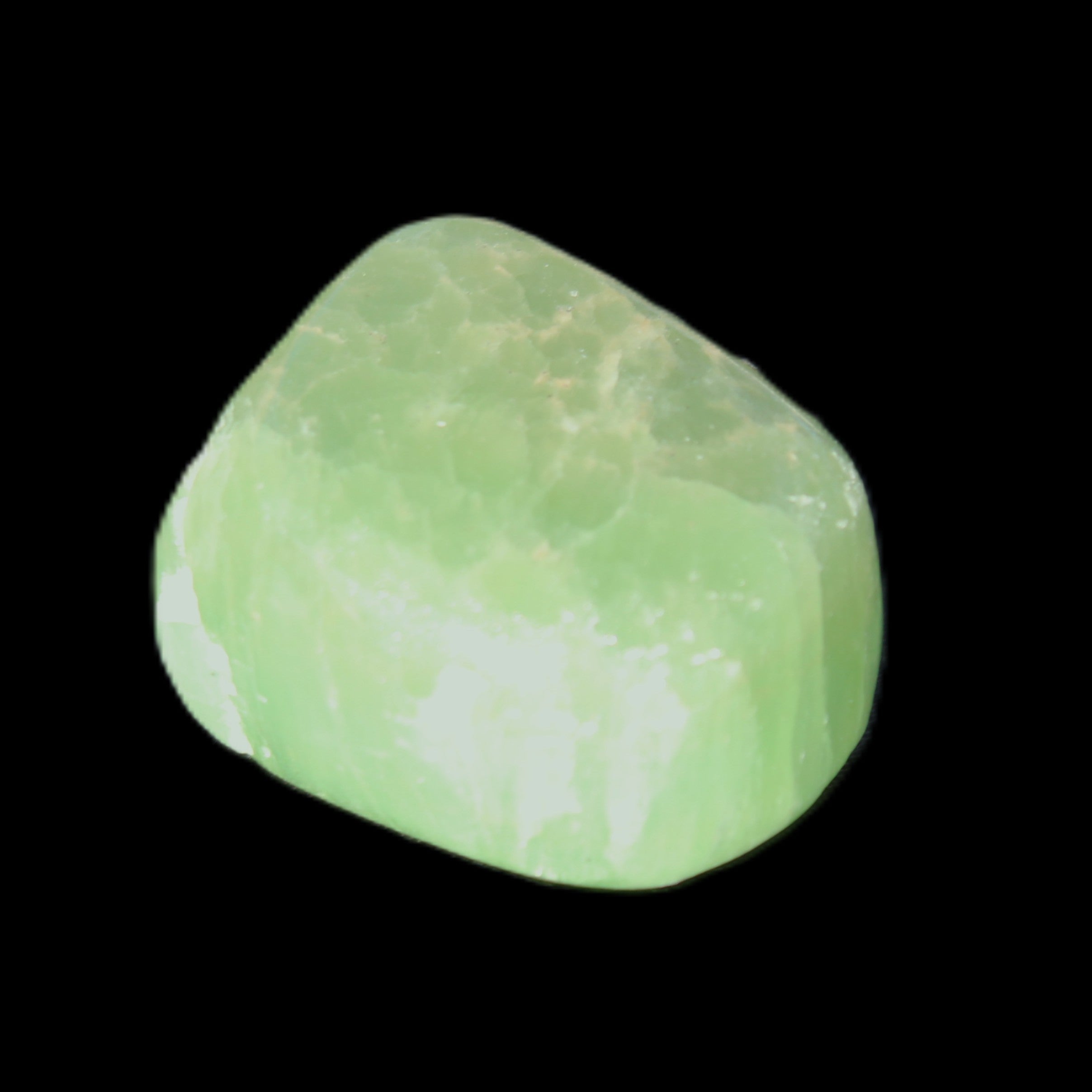Green Aragonite tumbled stone 23*21*15mm 18g in sunlight - Rocks and Things Store