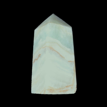 Pistachio Calcite obelisk 56*26*23mm 73g in sunlight - Rocks and Things Store