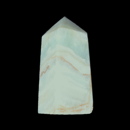 Pistachio Calcite obelisk 56*26*23mm 73g in sunlight - Rocks and Things Store
