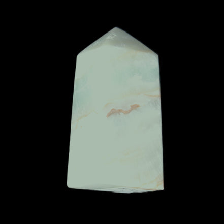 Pistachio Calcite obelisk 56*26*23mm 73g in sunlight - Rocks and Things Store