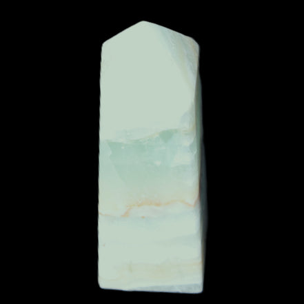 Pistachio Calcite obelisk 56*26*23mm 73g in sunlight - Rocks and Things Store