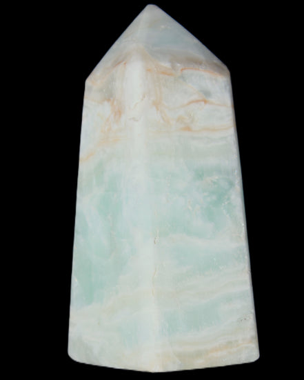 Pistachio Calcite obelisk 72*35*24mm 110g in sunlight - Rocks and Things Store