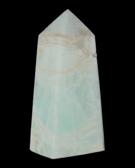 Pistachio Calcite obelisk 72*35*24mm 110g in sunlight - Rocks and Things Store