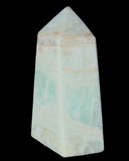 Pistachio Calcite obelisk 72*35*24mm 110g in sunlight - Rocks and Things Store