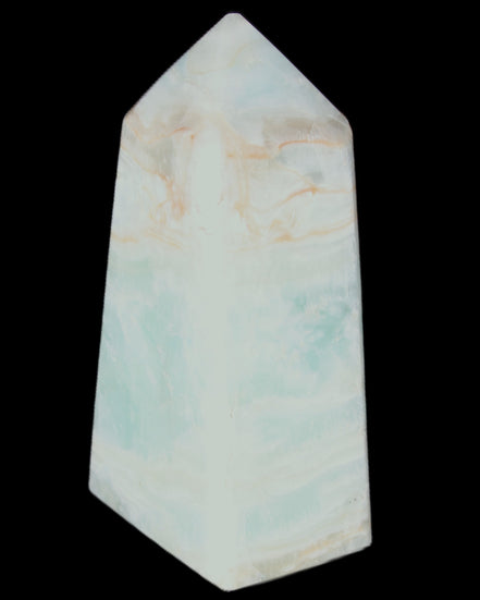Pistachio Calcite obelisk 72*35*24mm 110g in sunlight - Rocks and Things Store