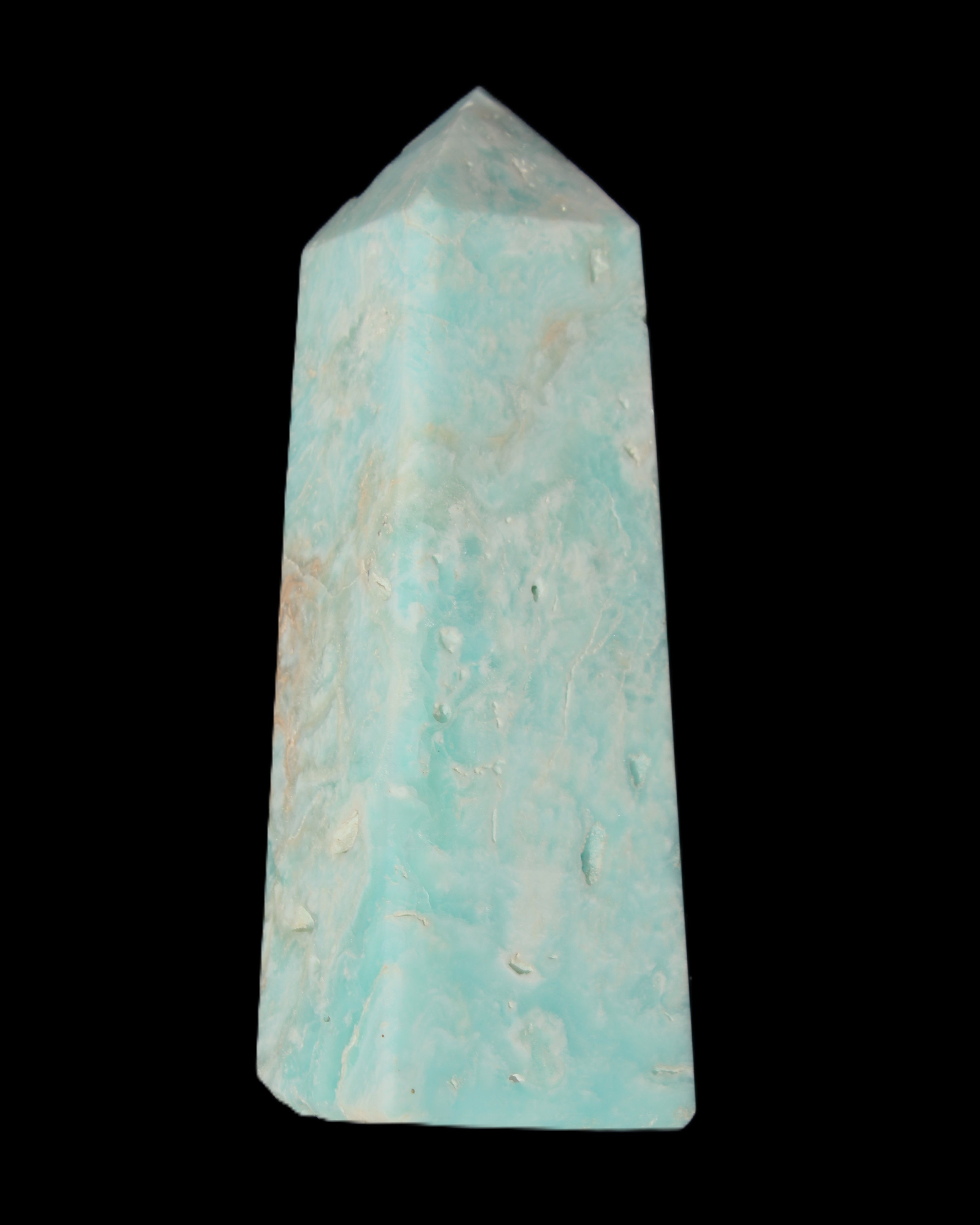Blue Aragonite obelisk 113*40*30mm 256g in sunlight - Rocks and Things Store
