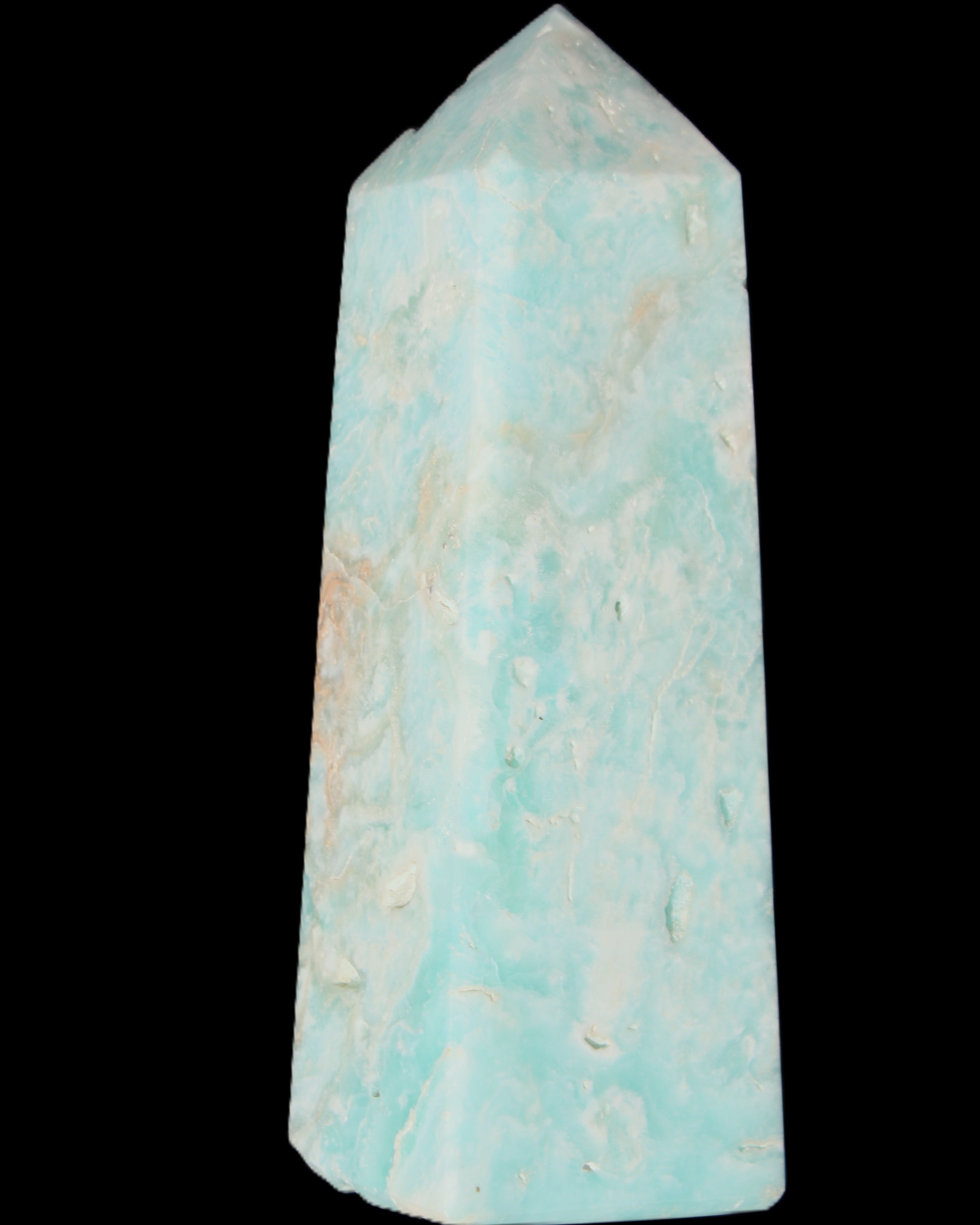 Blue Aragonite obelisk 113*40*30mm 256g in sunlight - Rocks and Things Store