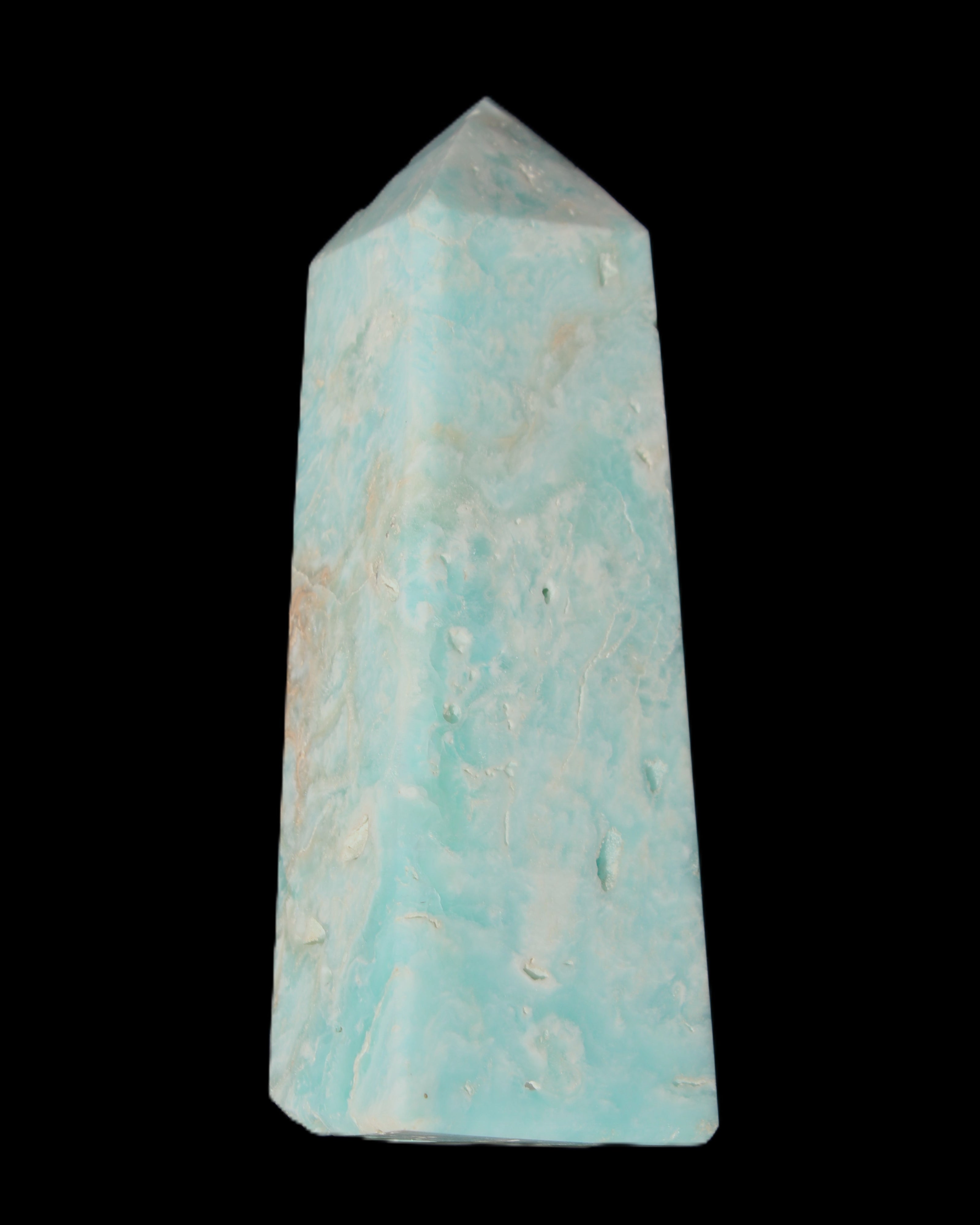 Blue Aragonite obelisk 113*40*30mm 256g in sunlight - Rocks and Things Store
