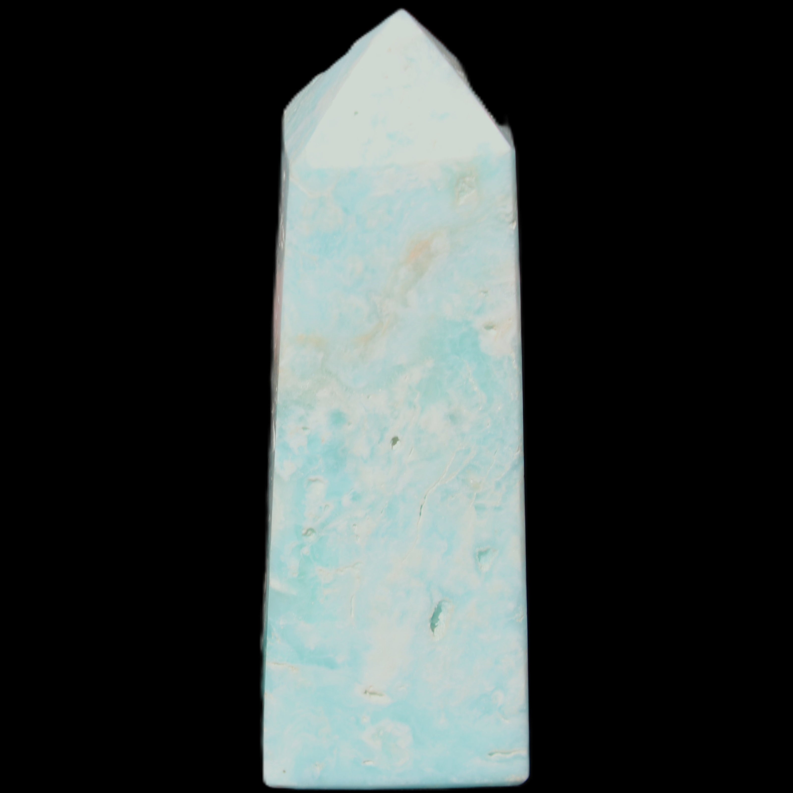 Blue Aragonite obelisk 113*40*30mm 256g in sunlight - Rocks and Things Store