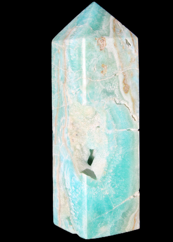 Blue Aragonite obelisk 134*42*35mm 440g in sunlight - Rocks and Things Store
