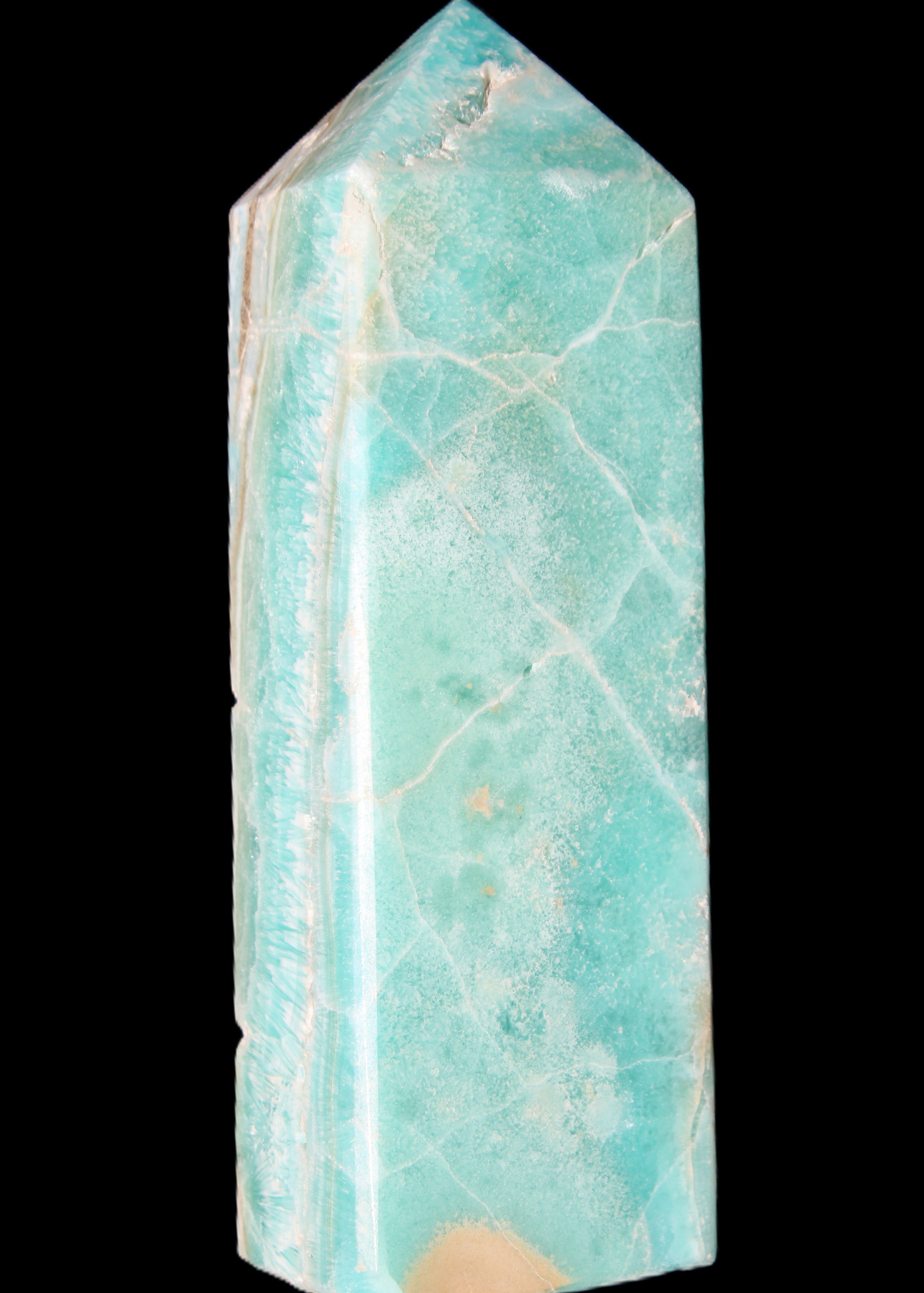 Blue Aragonite obelisk 134*42*35mm 440g in sunlight - Rocks and Things Store