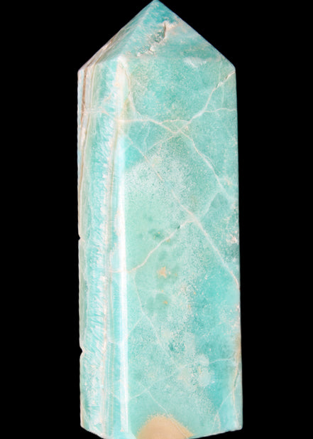 Blue Aragonite obelisk 134*42*35mm 440g in sunlight - Rocks and Things Store