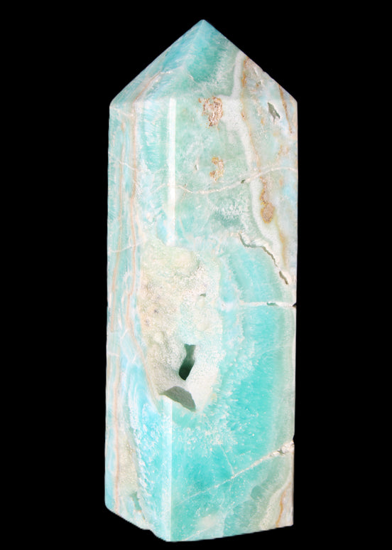 Blue Aragonite obelisk 134*42*35mm 440g in sunlight - Rocks and Things Store
