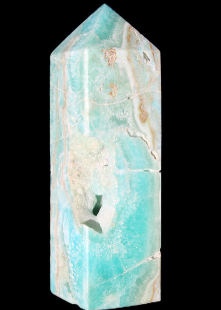 Blue Aragonite obelisk 134*42*35mm 440g in sunlight - Rocks and Things Store
