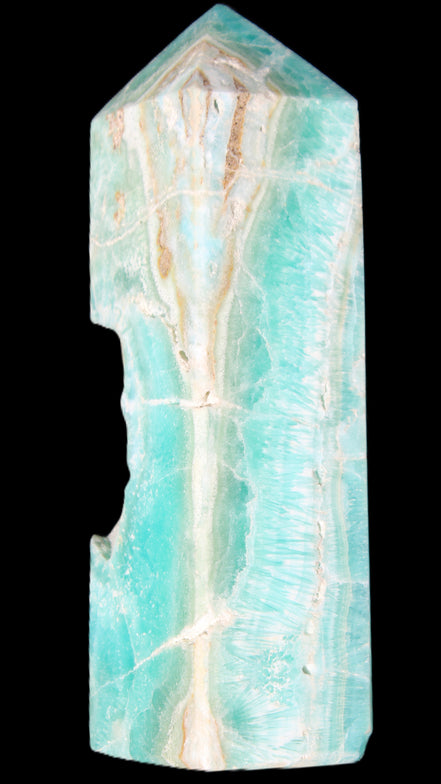 Blue Aragonite obelisk 134*42*35mm 440g in sunlight - Rocks and Things Store