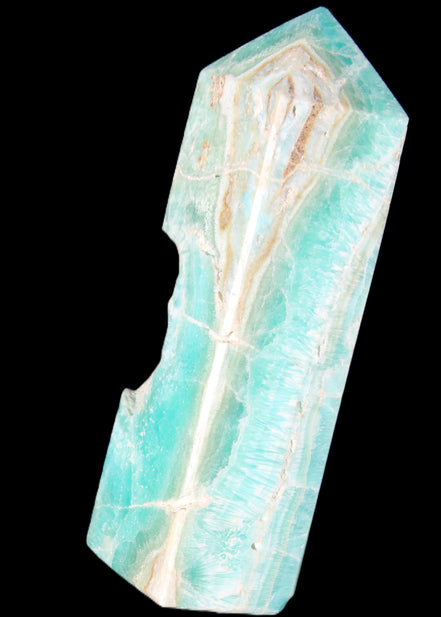 Blue Aragonite obelisk 134*42*35mm 440g in sunlight - Rocks and Things Store