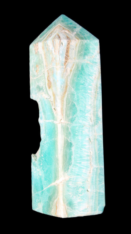 Blue Aragonite obelisk 134*42*35mm 440g in sunlight - Rocks and Things Store