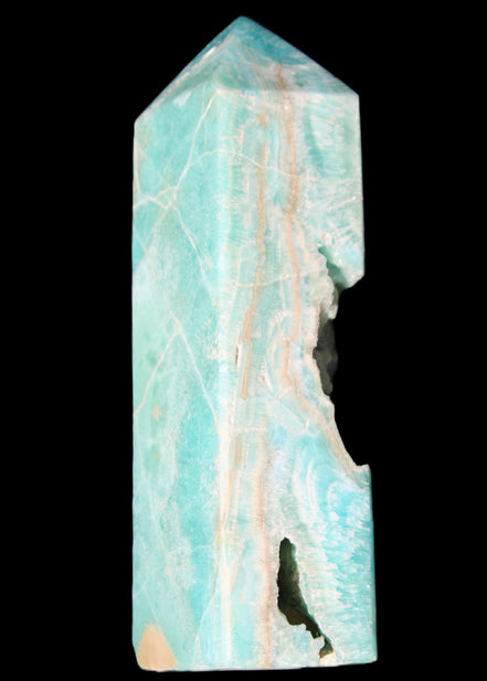 Blue Aragonite obelisk 134*42*35mm 440g in sunlight - Rocks and Things Store