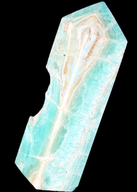 Blue Aragonite obelisk 134*42*35mm 440g in sunlight - Rocks and Things Store