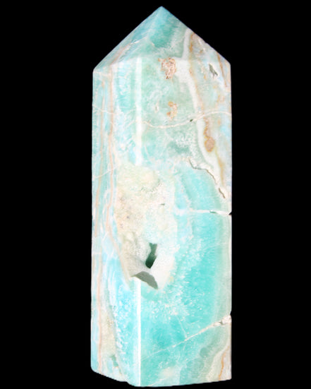 Blue Aragonite obelisk 134*42*35mm 440g in sunlight - Rocks and Things Store