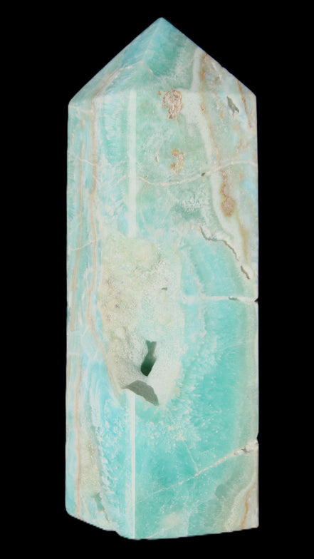 Blue Aragonite obelisk 134*42*35mm 440g in sunlight - Rocks and Things Store