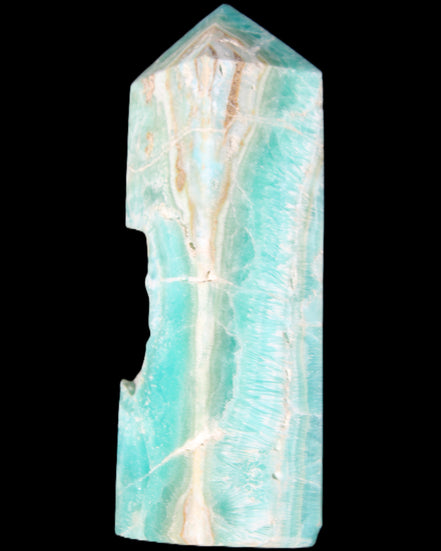 Blue Aragonite obelisk 134*42*35mm 440g in sunlight - Rocks and Things Store