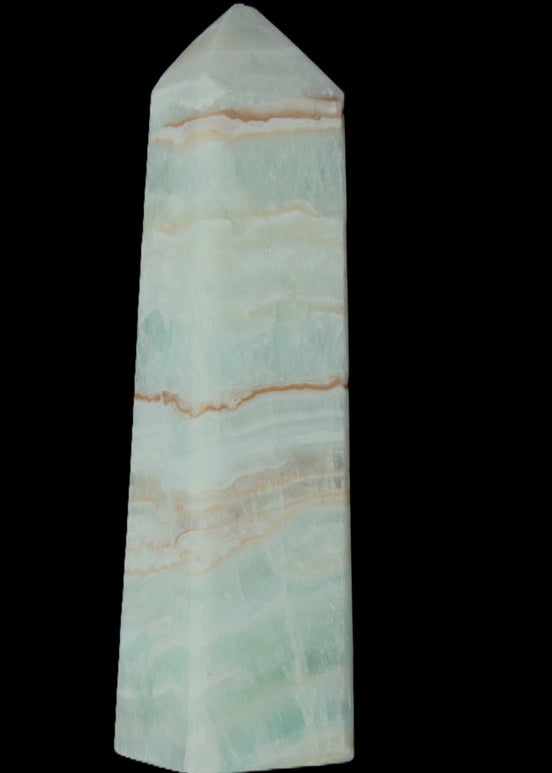 Blue Aragonite obelisk 141*37*31mm 312g in sunlight - Rocks and Things Store