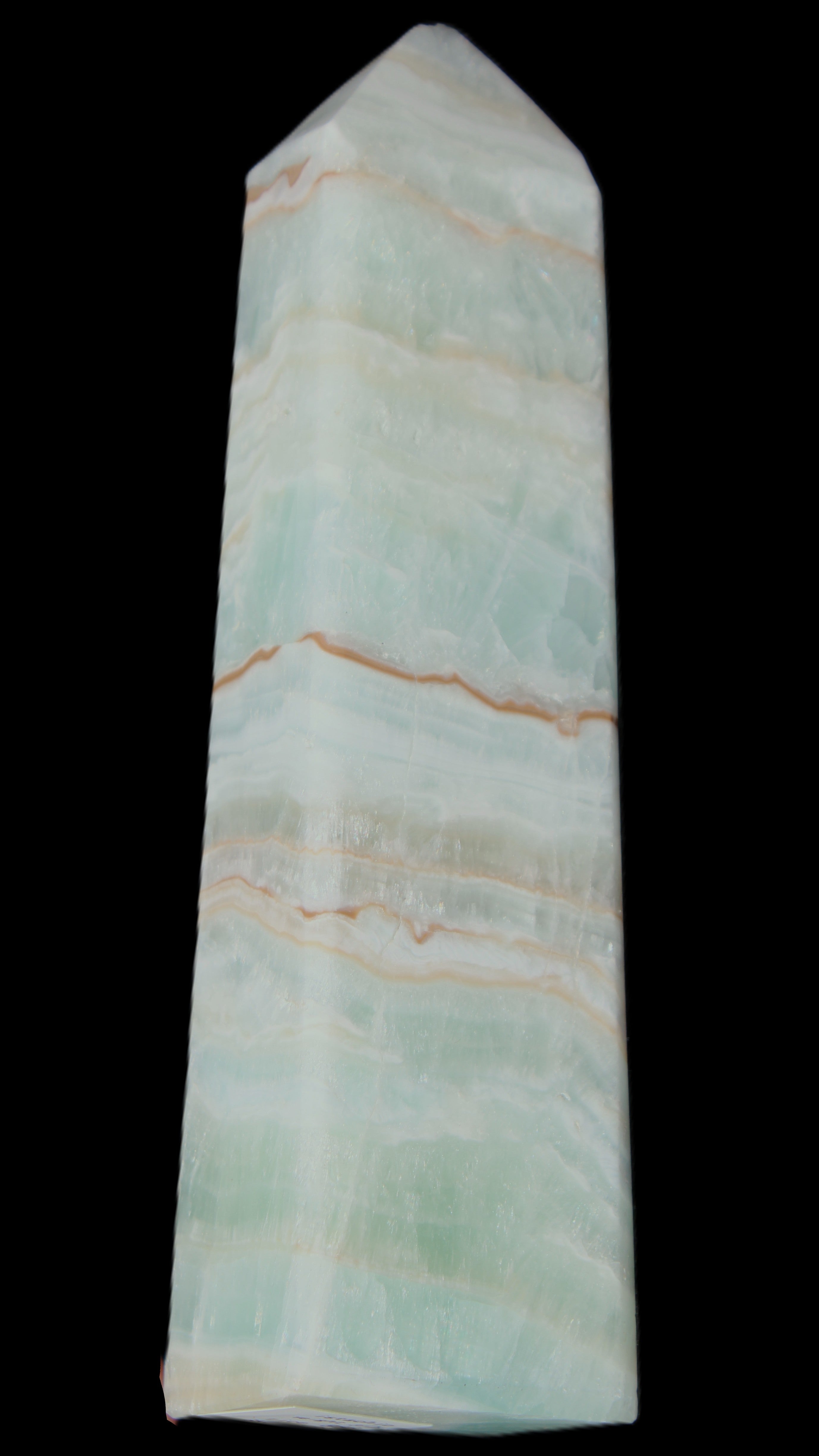 Blue Aragonite obelisk 141*37*31mm 312g in sunlight - Rocks and Things Store