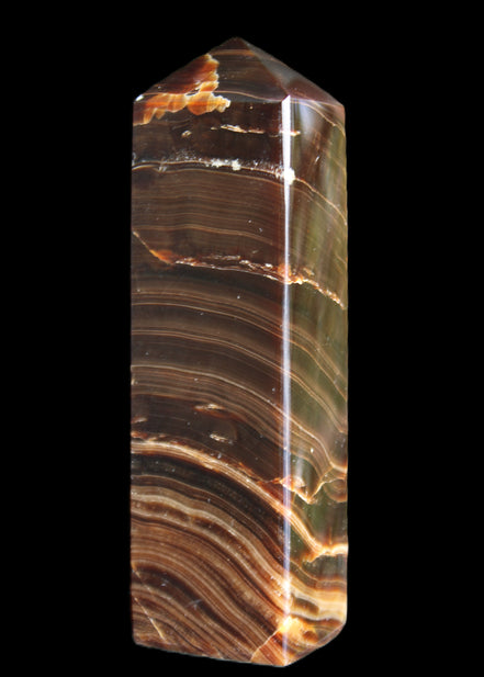 Chocolate Calcite obelisk 114*33*26mm 249g in sunlight - Rocks and Things Store