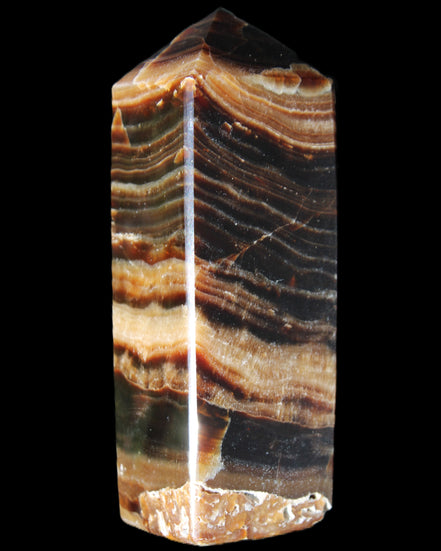 Chocolate Calcite obelisk 98*32*30mm 253g in sunlight - Rocks and Things Store