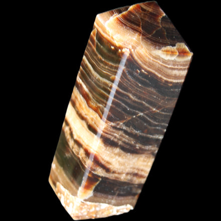 Chocolate Calcite obelisk 98*32*30mm 253g in sunlight - Rocks and Things Store